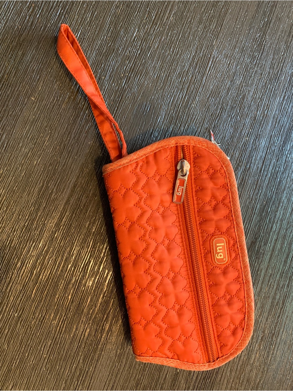 lug Quilted Orange Wristlet Pouch